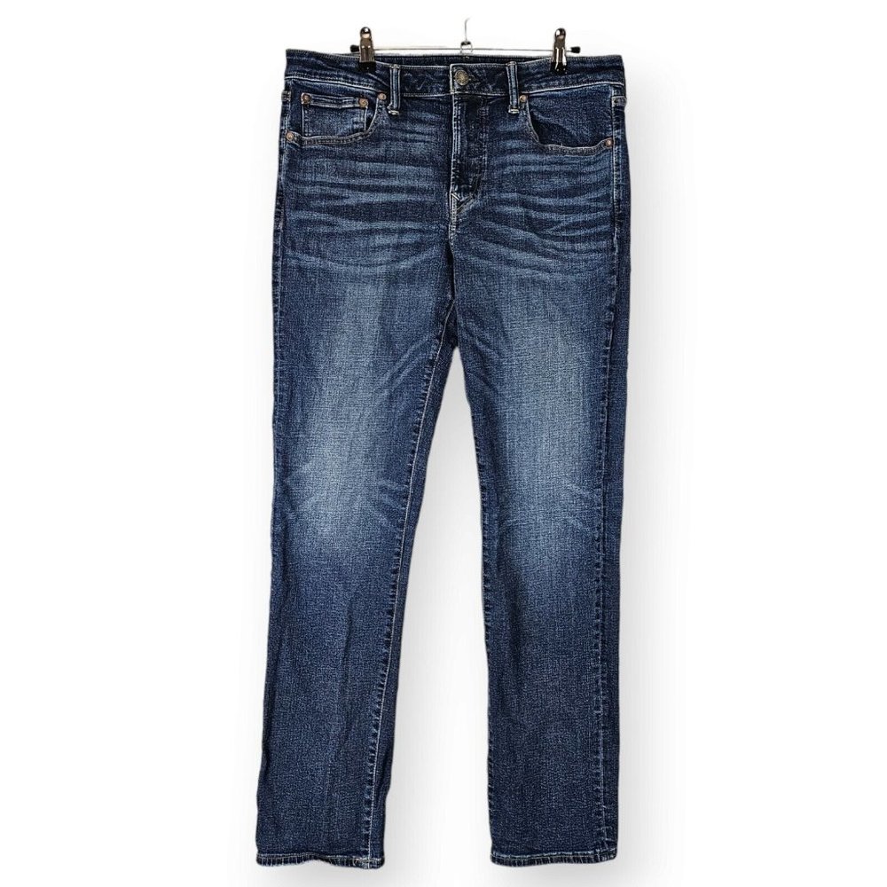 American Eagle Original Straight Jeans Tag 34x34 Measures 34x31.5 Dark Wash